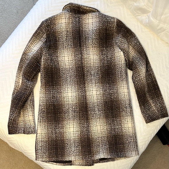 Mystree Brown and Cream Plaid Pea Coat - Picture 2 of 2
